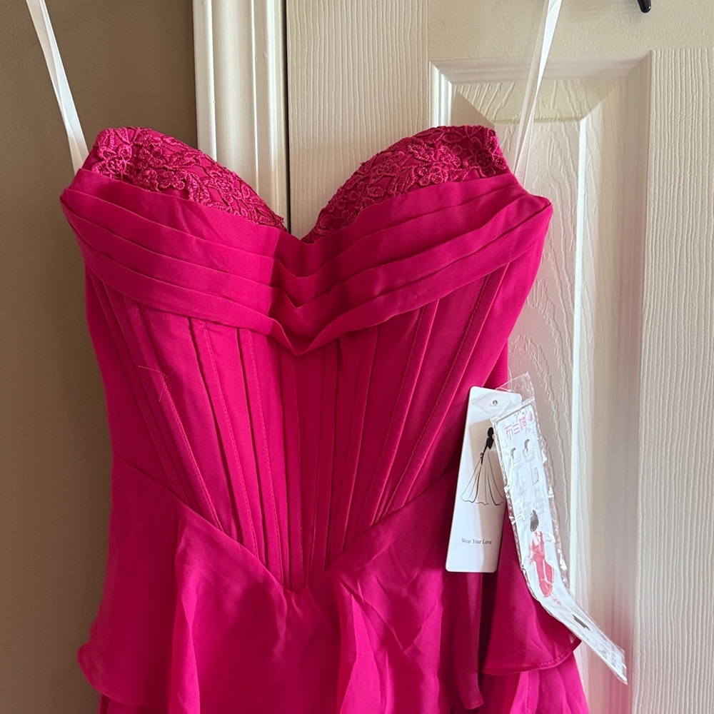 Elegant Pink Strapless Dress